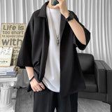 Nukty Solid Color Oversized Men's Shirts Harajuku Men Casual Half Sleeve Shirt Tops Cool Summer Streetwear Man Blouse 6 Colors