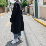 Nukty Korean style Spring Trench Coat Male Streetwear Windbreaker Trenchcoat Men Solid Business Casual Loose Long Overcoat