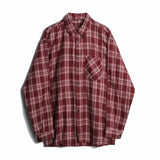 Nukty Chemise Homme Street Men Blouse Shirts Vintage Oversized  Flannel Boyfriend Plaid Shirt For Women Casual Korean Tops