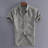 Nukty Men's Casual Short Sleeve Shirts Leisure Street Wear Lapel Button-down Solid Color Shirts for Men Vintage Vacation Blouse M-3XL
