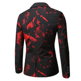 Nukty WELL DRESSED MEN Gentleman Blazers Men Blue Patterning Printed Suit Jacket Casual Coat Prom Singer Concert Stage Costume Winter Size S-5XL
