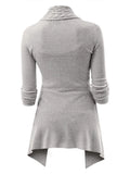 Nukty Cable Knit Asymmetrical Long Cardigan Women Sweater Female Casual Solid V-Neck Long Sleeve Winter Cardigans