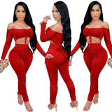 Nukty two piece set tracksuit women 2 piece sets womens outfits crop top stacked leggings fall clothes two pieces outfits