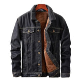 Nukty Winter Men Denim Jackets Thick Outerwear Coats Mens Warm Fleece Denim Jacket Black Casual Mens Coat Cotton Jacket Mens Clothing