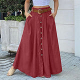 skirt outfits New Autumn Women's Long Skirt Button High Waist Solid Color Pocket Casual Women's Skirt