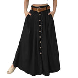 skirt outfits New Autumn Women's Long Skirt Button High Waist Solid Color Pocket Casual Women's Skirt