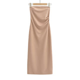 prom dresses Sweet Hot Girl Wrapped Chest off-Shoulder Dress Women's Summer New Pure Sexy Tight Split Sheath Dress