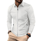 Waffle Lapel Long Sleeve Zipper Men's Jacket High Street Casual Men's Autumn Jacket