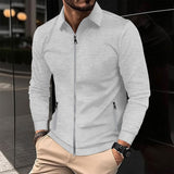 Waffle Lapel Long Sleeve Zipper Men's Jacket High Street Casual Men's Autumn Jacket
