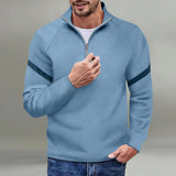 Stand Collar Zipper Sweater Men's Fried Street Stand Collar Top Characteristic Sleeve Striped Design Sweater