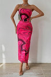 Nukty 2024 Women's Clothing Spring and Summer New Tube Top and Hem Slit Sleeveless Printed Dress