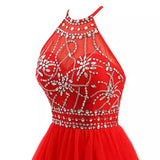dresses Slim-Fit Small Dress Halter Short Bridal Wedding Dress Banquet Evening Dress Lace New Red Women