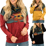 outfit ideas New Autumn and Winter Women's Sun Totem Printing Ethnic Style Turtleneck Sweater Women
