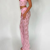dti cosplay fits 9934 Women's Summer New Sexy Slim-Fit Lace Mesh Transparent Outer Wear Skinny Trousers