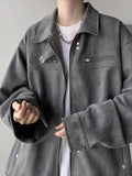 Nukty Fashion High Street Hiphop Autumn and Winter Lapel Suede
