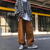 frat boy outfits Corduroy Pants Men's and Women's Japanese Retro Loose Wide-Leg Casual Pants All-Matching Workwear Ankle-Tied Pants Ins Fashion