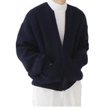 streetwear men outfits Solid Color round Neck Knitted Cardigan Coat Men's 2024 Autumn and Winter Fashion Youth Trendy All-Match Casual plus Size Top