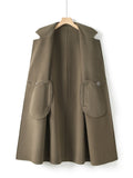 Nukty Autumn and Winter K-style Lapel Overknee Long Wool Overcoat