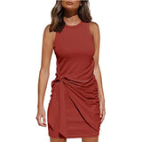 Women's Clothing Amazon Hot-selling Sleeveless Round Neck Bow Irregular Belt Dress