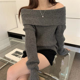 Nukty-shop fashion outfits off-Shoulder off-Shoulder Sweater Women's Clothing Autumn and Winter New High-Grade Wear Sweater Women's Bottoming Underwear