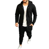 Autumn and Winter Sports Men's Solid Color Fashion Casual Suit Hooded Cardigan Jacket Solid Color