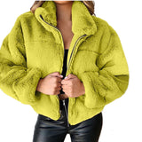 Women's Autumn and Winter Rabbit Fur Faux Fur Zipper Cardigan Plush Warm Coat