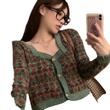 fall outfits aesthetic Fall New Korean Style Elegant Retro Flower Age-Reducing Sweet Knitted Sweater Long Sleeve Cardigan Coat for Women