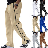 Nukty-shop Casual Sports Breasted Pants Men's Autumn Loose Straight Drawstring plus Size Trousers