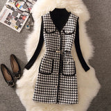 barn jacket outfits Vest Women's Clothing Autumn and Winter New Chanel Style Vest Internet Celebrity Fashion Age-Reducing Bottoming Shirt Two-Piece Suit for Women