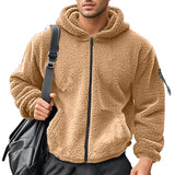 Nukty-shop American Men's Double-Sided Arctic Velvet Loose Hooded Zipper High Street Fashion Sweater Jacket Men