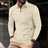 Waffle Lapel Long Sleeve Zipper Men's Jacket High Street Casual Men's Autumn Jacket