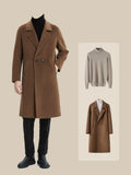 Nukty Autumn and Winter K-style Lapel Overknee Long Wool Overcoat
