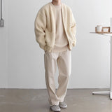streetwear men outfits Solid Color round Neck Knitted Cardigan Coat Men's 2024 Autumn and Winter Fashion Youth Trendy All-Match Casual plus Size Top