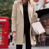 men’s fall fashion 2024 Women's New Winter Mid-Length Breasted Solid Color Suit Jacket.