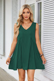 Nukty 2024 Women's Clothing Spring and Summer New V-neck Sleeveless Pleated Vest Pocket Dress
