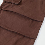 streetwear men outfits Fashion Brand Pleated Overalls Wide-Leg Pants Multi-Pocket Loose Casual Trousers Men's and Women's Vibe Solid Color Jeans