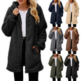 Winter New Loose Plush Women's Long-Sleeved Hooded Zipper Cardigan Jacket