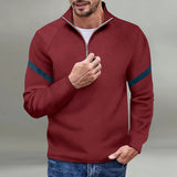 Stand Collar Zipper Sweater Men's Fried Street Stand Collar Top Characteristic Sleeve Striped Design Sweater
