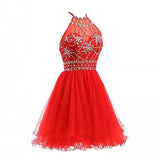 dresses Slim-Fit Small Dress Halter Short Bridal Wedding Dress Banquet Evening Dress Lace New Red Women