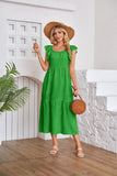 Nukty Women's Clothing Flying Sleeve Square Neck Off-shoulder Pleated Hem Dress
