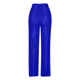 Women's High Waist Fashion Casual Pants EBay Sequins Loose Draping Wide Leg Pants Summer Women's