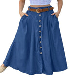 skirt outfits New Autumn Women's Long Skirt Button High Waist Solid Color Pocket Casual Women's Skirt