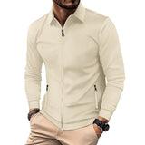 Waffle Lapel Long Sleeve Zipper Men's Jacket High Street Casual Men's Autumn Jacket