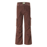 streetwear men outfits Fashion Brand Pleated Overalls Wide-Leg Pants Multi-Pocket Loose Casual Trousers Men's and Women's Vibe Solid Color Jeans