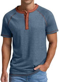 Men's Autumn and Winter plus Size Men's Long-Sleeved T-shirt Men's Henry Shirt Four-Button Top