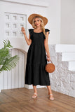 Nukty Women's Clothing Flying Sleeve Square Neck Off-shoulder Pleated Hem Dress