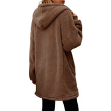 Winter New Loose Plush Women's Long-Sleeved Hooded Zipper Cardigan Jacket