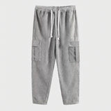 Men's Corduroy Trousers Solid Color Sports Pants Loose Straight Multi-Pocket Men's Thin Casual Pants Autumn and Winter