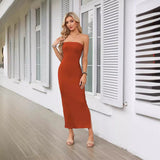 Nukty 2024 Women's Clothing Spring and Summer Side Slit Tube Top Tight Pit Dress