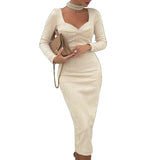 outfit inspo Autumn New Beautiful Women's Clothing Solid Color Sexy Arm Mid-Length Dress